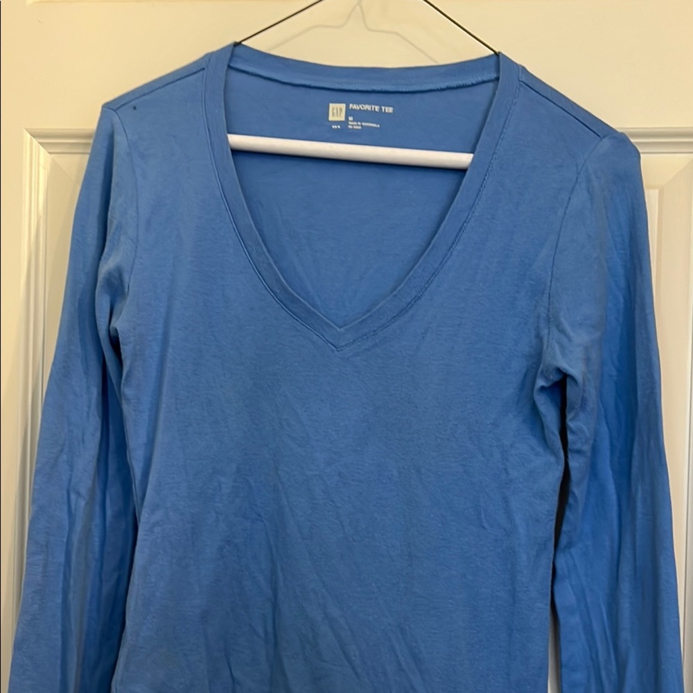 Women's Blue V-Neck Top